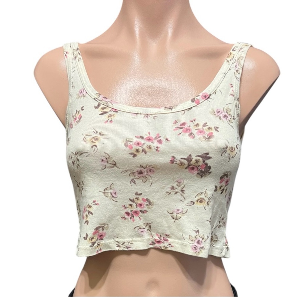 Brandy Melville Cream Pink Sleeveless Crop Tank Top One Size